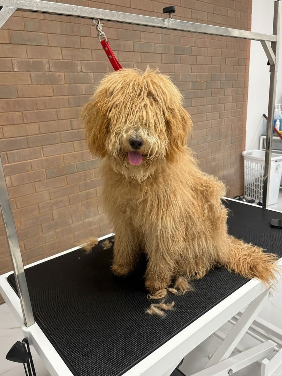 A dog after its groom at Royal Toilettage in Montréal